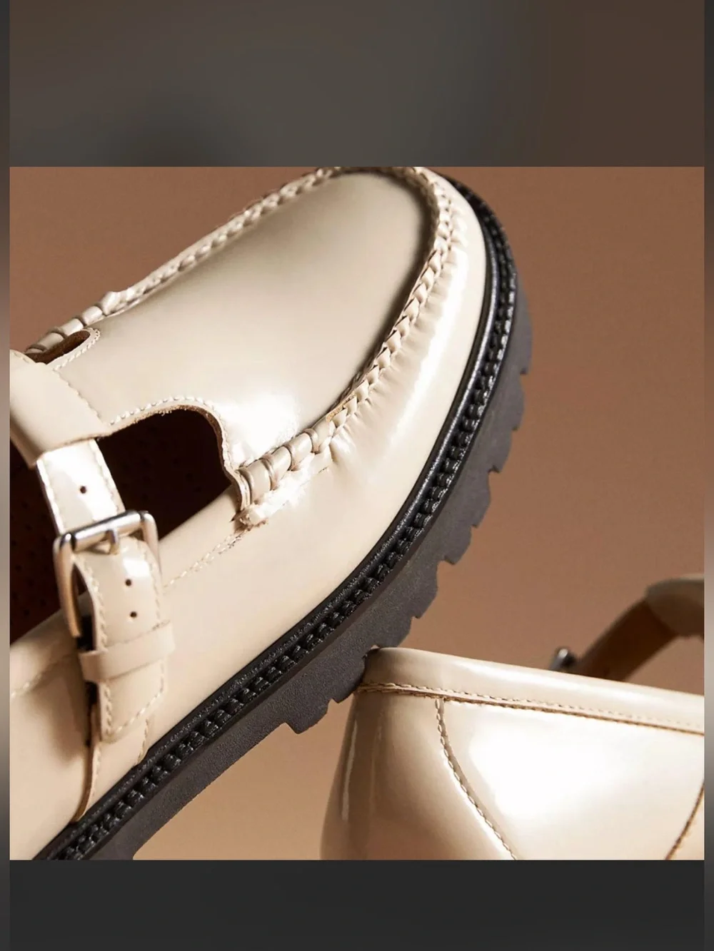 NEW G.H. Bass Weejuns Cream Patent Mary Jane Loafers with Buckle T-Strap Size 10